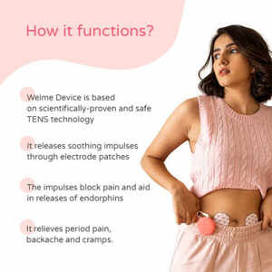 เครื่องนวดไฟฟ้า TENS แบบชาร์จ USB ยี่ห้อ Welme WME สำหรับผู้หญิง บรรเทาอาการปวดประจำเดือน ควบคุมความแรงได้ พกพาสะดวก บรรเทาอาการปวดเกร็ง ใช้ได้กับการเดินทาง - Product Image 3