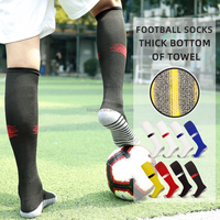 LINGTU Vente en gros de chaussettes de football montantes antidérapantes au genou Chaussettes de football blanches antidérapantes en éponge Botton Chaussettes de football Meias longues
