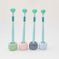 Brosse à dents manuelle quotidienne pour salle de bain avec 3 têtes ergonomiques, poils souples, manche en plastique sans BPA pour usage domestique