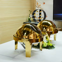Ensemble de plats chauds de luxe pour buffet, décorations de traiteur, plat chauffant à couvercle roulant, équipement doré, chauffe-plats pour buffet, plat chauffant pour buffet