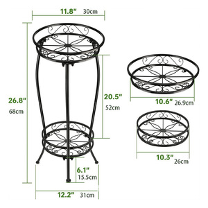 Ornements <span class=keywords><strong>de</strong></span> jardin pour patio <span class=keywords><strong>support</strong></span> métallique pour plantes présentoir à fleurs en fer pour le jardin Aménagement paysager intérieur extérieur - Product Image 2
