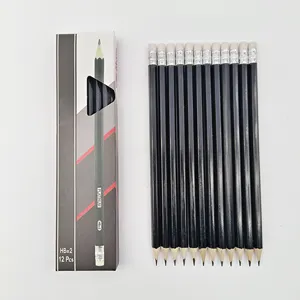 学校の学生と消しゴム付きのオフィスギフトのための丸いカスタムロゴ木製HB2B鉛筆