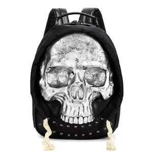 Hai Vai Halloween 3D vui sọ đầu Ba lô cá nhân của nam giới phụ nữ không thấm nước dây kéo Polyester 36-55l Công suất - Product Image 2