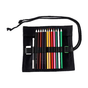 Black Canvas Wrap Roll up Pencil Case Pen Storage <b>Bag</b> <b>Holder</b> Pouch School Supplies Large Capacity Custom - Product Image 3