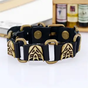 DUYIZHAO 15mm Hip Hop Bracelets Leather Bracelet Wizard Punk Bracelet for Men Party Daily Wear Cool Accessory