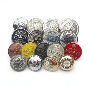 Metal Coat Buttons Custom Brass Zinc Alloy Embossed Suit Jacket Blazer Coat Gold Plated Custom Metal Logo Shank Button