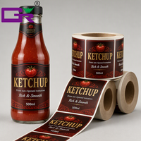 Autocollants personnalisés en feuille d'or avec protection UV pour bouteilles de ketchup, étanches, de qualité alimentaire, pour pots de sauce salade, estampage à chaud, qualité supérieure