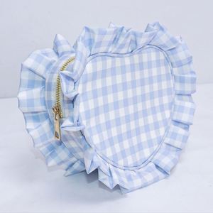 Custom Printed Women's Heart Ruffle Nylon Reusable Eco-Friendly Portable Travel Zipper Cosmetic Pouch Makeup <b>Storage</b> Bag - Product Image 2