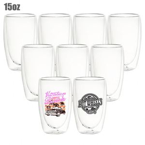 Vaso de Vino Tinto sin Tallo de Borosilicato de Doble Pared con Purpurina, Libre de BPA, de 15 oz, con Orificio Preperforado - Product Image 1