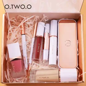 O.two. O conjunto de cosméticos para maquiagem facial em pó conjunto de sombra para os olhos kit batom tudo em um brilho labial sombra O.two. O maquiagem