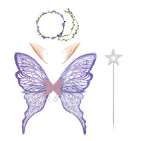 Ailes de papillon paillettes étoile bâton baguette oreilles d'elfe ailes de fée Halloween carnaval fête Costume ailes de fée pour femmes adultes