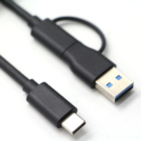 Cable de Datos y Alimentación USB3.0 USB-A a Tipo-C 2 en 1 de Alta Velocidad con Núcleo de Cobre Puro y Revestimiento de PVC para Carga Rápida y Uso con Computadora