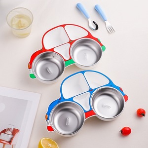 环保不锈钢汽车造型分隔板套装儿童餐具，适合幼儿训练饮食 - Product Image 4