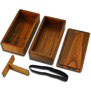 Japanische Bento <span class=keywords><strong>2</strong></span> schichten Holz Lebensmittel Container <span class=keywords><strong>Box</strong></span> Eco Freundliche Holz Mittagessen <span class=keywords><strong>Box</strong></span> mit Fächern - Product Image 3