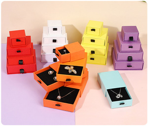 Wholesale Plain Cardboard Drawer <b>Box</b> <b>Black</b> Sponge Lining Jewelry <b>Box</b> for Earring Ring Bracelet Necklace with Customized Logo - Product Image 2