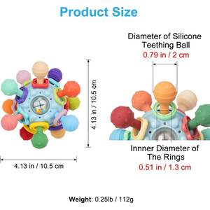 TOHIBEE Montessori <b>Sensory</b> <b>Toys</b> <b>Newborn</b>-18 Months BPA Free Blue Chewable Baby Teether & Teething Aids - Product Image 5