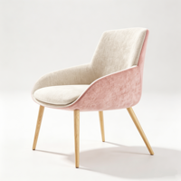 Fauteuil de loisirs coloré avec accoudoirs intégrés courbés, pieds en bois, revêtement en tissu personnalisé, fauteuil lounge moderne pour hôtel, école, salle à manger