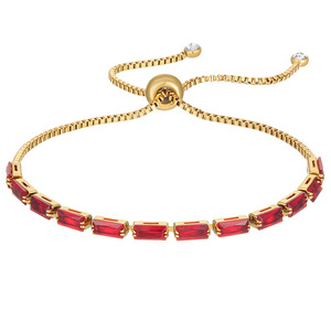 Adjustable Gold Plated Zircon <b>Bracelet</b> Set Women's Party Jewelry Geometric Design Channel Setting Multi Color Fashion <b>Bracelets</b> - Product Image 3
