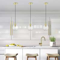 Luminaire suspendu en verre transparent réglable en hauteur, style nordique créatif SIMIG - Protection des yeux, installation facile pour restaurant
