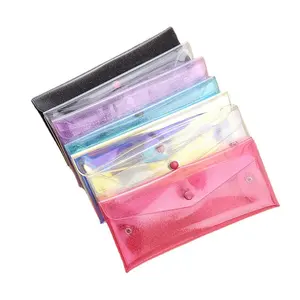 Glitter PVC Pencil Bags Transparent Stationary Organizer Cosmetic Bag Waterproof PVC Pencil Bags Glitter PVC Pouch Organizer