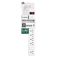 Penangkal Lonjakan Tegangan 490J, Stopkontak 7 Lubang 125V 15A dengan Sakelar Reset, Indikator LED, Soket Ekstensi Dinding Bersertifikasi ETL