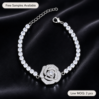 Ensemble de bijoux 3D CZ Rose pour femmes, collier, bague, boucles d'oreilles, bracelet, couleur argent, scintillant, élégant, délicat, cadeau d'anniversaire