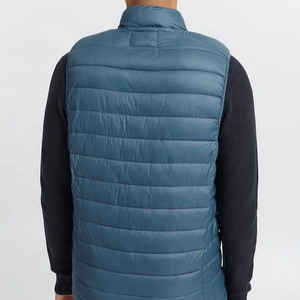 Gilet <span class=keywords><strong>sans</strong></span> <span class=keywords><strong>manches</strong></span> matelassé pour homme avec logo personnalisé, épais, uni, à fermeture éclair, en duvet, en coton rembourré - Product Image 4