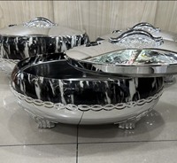 Ensemble chauffe-plats de luxe Ramadan 4L 5L 6L, 3 pièces, en acier inoxydable, isotherme, pour buffet, mariage musulman, Nigéria