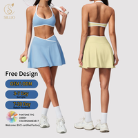 Maßgeschneiderte Sportbekleidung: Halter-Golf-BH & Atmungsaktives, Dehnbares 2-Teiliges Tennisrock-Set für Damen mit Eingebauten Shorts – „Naked Feel“-Komfort
