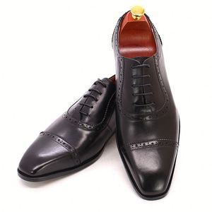 Zapatos Oxford Formales de Negocios para Hombre, de Piel Genuina de Alta Gama, con Punta Redonda, Estilo Británico, con Punta de Acero, para Otoño, Estilo Retro - Product Image 6