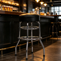 Tabouret de bar en cuir souple de style simple, avec cadre métallique robuste, pour salon intérieur (vente en gros)