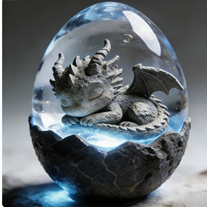 고급 맞춤형 레진 공예품, 발광 드래곤 에그 컨셉 제품 주문 전 상담 필요 수면 중인 아기 드래곤 피규어 - Product Image 6