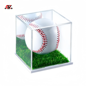 Support de baseball transparent durable en forme de cube avec boîte de présentation et base en bois, boîte de présentation pour un seul ballon autographié - Product Image 1