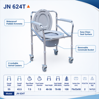 Chaise de douche portable, chaise de toilette, fauteuil roulant, capacité de charge de 90 kg, siège imperméable, accoudoirs fixes, mobilité médicale