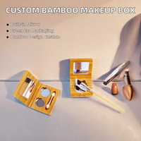 Palette de maquillage personnalisée en bambou et polyester recyclé, forme carrée, avec miroir, pour blush et fards à paupières