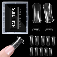 Moule en gel réutilisable pour extension d'ongles en gros, 100/120 pièces, capsules d'ongles artificielles transparentes à presser avec échelle pour extension d'ongles