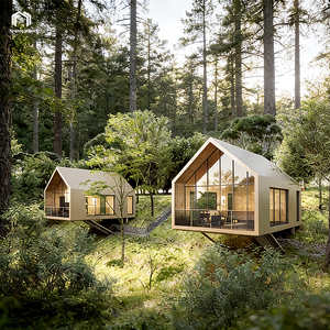 Villa de villégiature préfabriquée de luxe au design moderne, maison préfabriquée compacte avec terrasse, structure en acier, Cabaa <span class=keywords><strong>Alpina</strong></span> alimentée à l'énergie solaire - Product Image 1