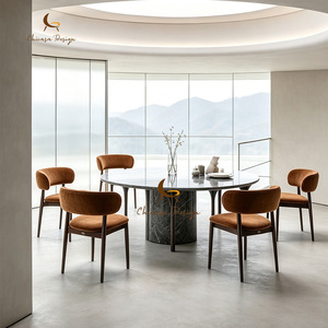 Chaise de salle à manger de luxe ergonomique moderne de style nordique italien en acier inoxydable doré et velours artistique pour villa et mobilier de maison - Product Image 1