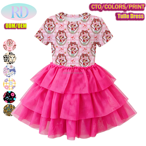 <span class=keywords><strong>Vestito</strong></span> da Principessa in <span class=keywords><strong>Tulle</strong></span> per Bambine, Manica Corta, Personalizzabile con Cartoni Animati, Gonna a 3 Strati in Rete, Abito Tutu Carino per Bambine - Product Image 1
