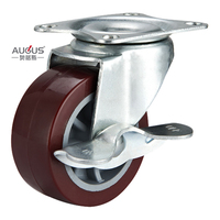 Roulettes pivotantes en polyuréthane rouge pour fabricants, 2, 2,5, 3, 4 pouces, protection du sol pour meubles