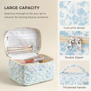 Portable Cosmetic Organizer Pouch with Small Brush Storage Case Zipper Makeup <b>Bag</b> Travel Large Quilted Toiletry <b>Bag</b> - Product Image 4