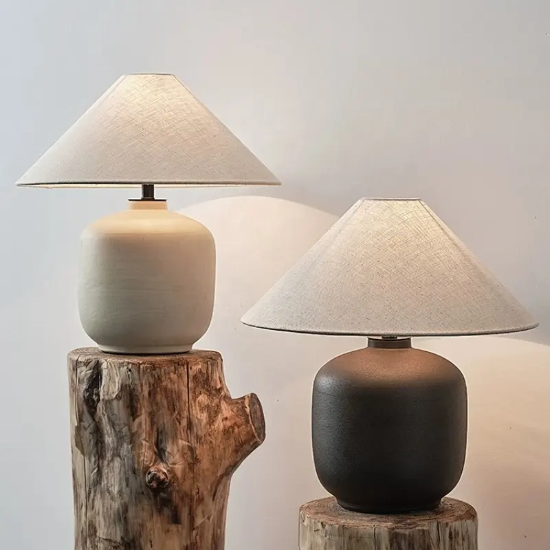 Wabi-sabi lampe de table chinois rétro nostalgique poterie pot tissu meubles salon décoration chambre lampe de chevet veilleuse