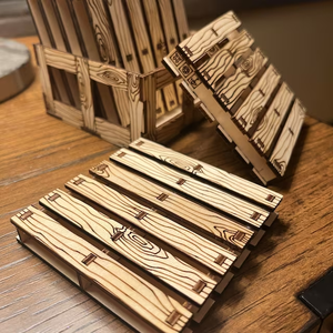 Kustom potongan laser palet kayu bentuk palet minuman coaster kayu dengan kotak - Product Image 5