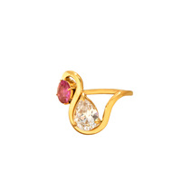 Bague double goutte d'eau géométrique incurvée en zircon, bijoux étanches en acier inoxydable pour femmes, vente en gros