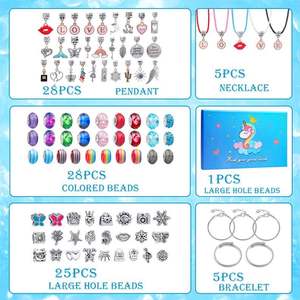 Bracelet de luxe en plastique plaqué or rose avec perles et pendentif en cristal pour femme, jouet éducatif DIY, bijoux tendance et à la mode - Product Image 2