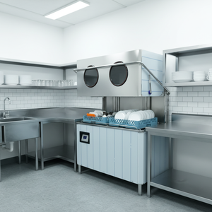 Lave-vaisselle commercial Hc Hc P50x2air Bibo en acier inoxydable, lave-vaisselle de type capot pour restaurant, hôtel, usage commercial, automatique - Product Image 2