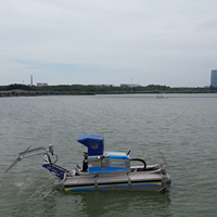 Récolteuse amphibie automatique multifonctionnelle avec moteur et coupeur sous-marin à économie d'énergie pour le nettoyage des réservoirs et des lacs.