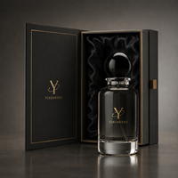 Flacon de parfum de luxe en verre noir avec logo personnalisé, flacon de parfum vide avec bouchon rond, boîte cadeau, emballage en gros