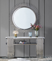 Ensemble de Meubles de Salon Moderne Table de Console d'Entrée en Acier Inoxydable Doré avec Miroir