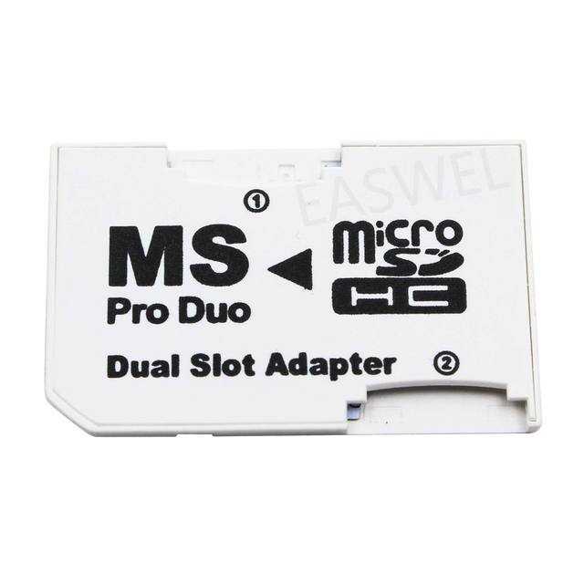 CR5400 Dual Slot for Micro SD TF to MS Memory Stick Pro Duo Adapter Converter for PSP Plastic Card Case
